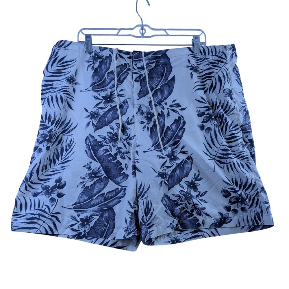 Polo Sport Swim Trunks Mens L Blue Floral Tropical Mesh‎ Lined Board Shorts